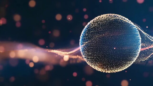 A mesmerizing digital sphere of interconnected dots, swirling with energy, representing the boundless potential of modern technology. Capturing a sense of innovation, progress and future.