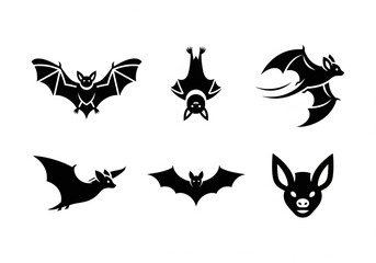 Bat Silhouette Vector Icons Set
