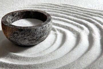 Naklejka premium striking minimalist zen garden stone bowl sand aesthetic 