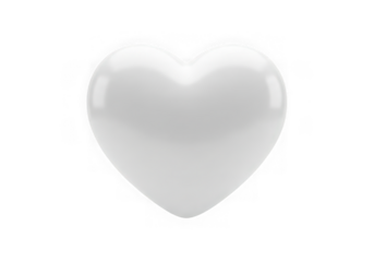 3d icon of white heart shape isolated on transparent background