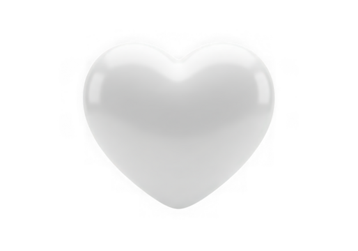 3d icon of white heart shape isolated on transparent background