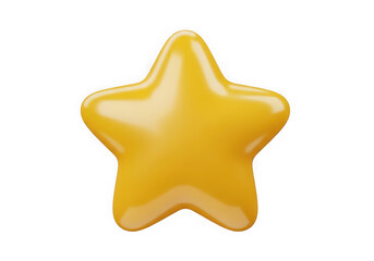 3d icon of shiny glossy yellow star shape isolated on transparent background