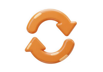 3d icon of orange circular arrows indicating refresh, repeat, or cycle isolated on transparent background