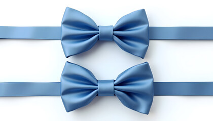 Two Blue Bowties Formal Wear Accessories on White Background