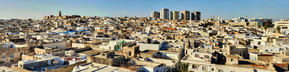 Fototapeta premium Panorama of the northern part of the old town, medina, of the city of Sousse