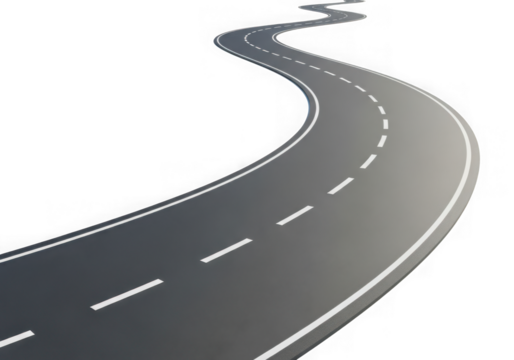 3d icon of winding road isolated on transparent background