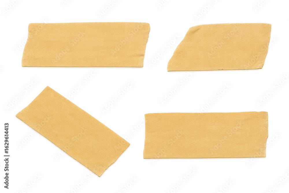 Aufkleber four pieces of yellow masking tape creating blank labels on a transparent background, ready for cust