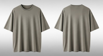 Earthy Taupe Oversized T-Shirt Mockup, Clean Front and Back Views for Apparel Design.