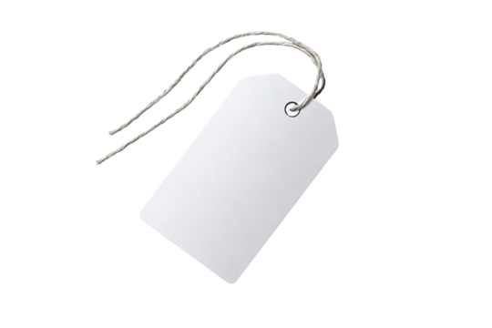 Blank rectangular tag with light beige string