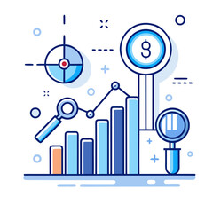 Business infographics vector illustration with charts graphs and icons for data and communication concepts
