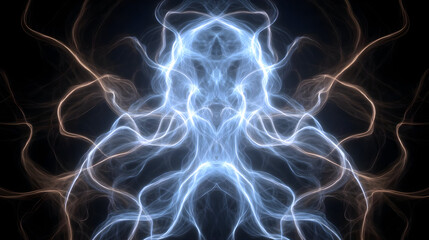 AI elements and abstract visual noise in chaotic symmetry over dark horizon