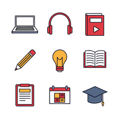 online learning icon bundle