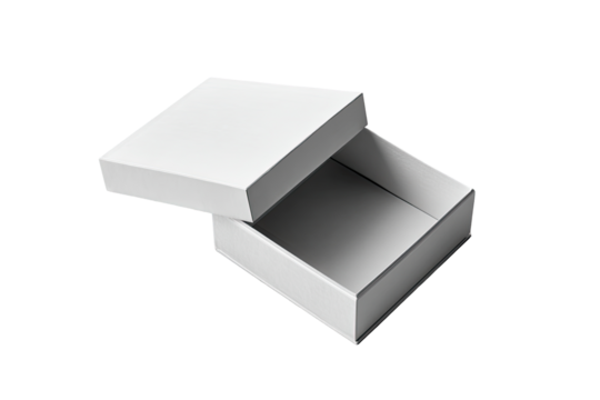 An open white gift box, angled slightly