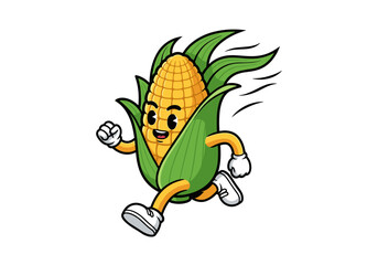 Running Corn Character Smiling and Enjoying Physical Activity in a Playful Animation