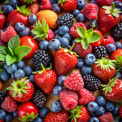 Obraz premium collection of fresh strawberries blackberries rasp