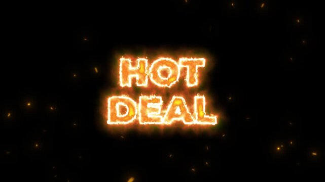 Striking &ldquo;Hot Deal&rdquo; text in bold style with fiery or dynamic elements, perfect for promoting limited-time offers and high-impact sales