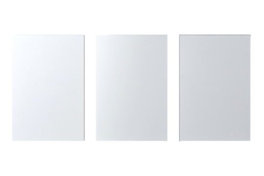 Three blank, light gray rectangular panels