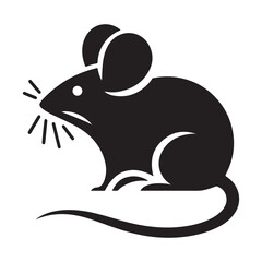 Cute Mouse Vector Silhouette Icon	
