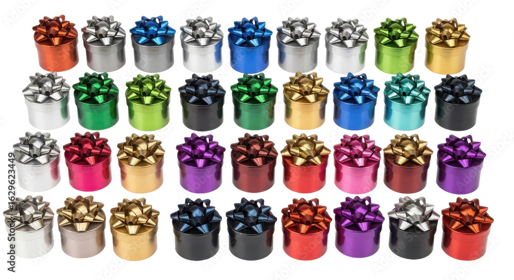 Aufkleber a vibrant collection of colorful metallic bottle caps arranged in neat rows and columns isolated on 