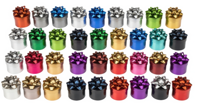 A vibrant collection of colorful metallic bottle caps arranged in neat rows and columns isolated on a transparent background for design use isolated on transparent background