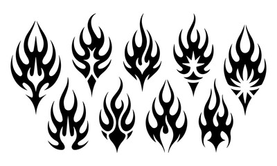 Acid Neo-tribal shapes. Abstract ethnic shapes in gothic style. Hand drawn modern elements for typography, tattoo, poster, cover. Vector illustration