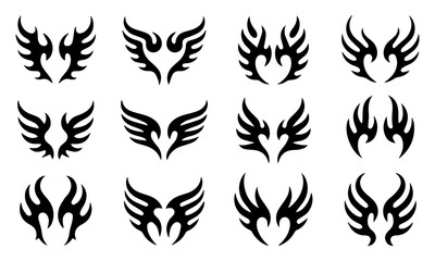 Acid Neo-tribal shapes. Abstract ethnic shapes in gothic style. Hand drawn modern elements for typography, tattoo, poster, cover. Vector illustration