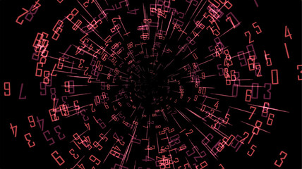 Fototapeta premium Abstract binary numbers tunnel background
