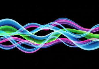 “Abstract background with waves for banner. Web banner size. Vector background with lines. Element for design isolated on black. Colorful gradient.”