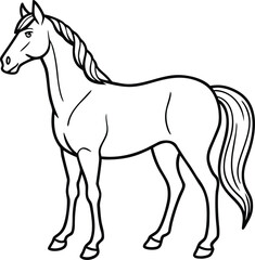 Black stallion vector illustration with a running pony outline