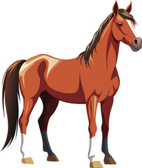 Beautiful brown mare with her white foal running on the farm pasture © MinhajulIslam