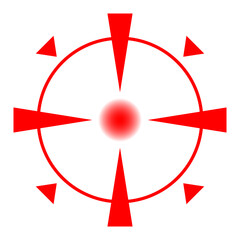 Pain target symbol vector isolated. Icon of a body ache, red circle as symbol of painful area, localization of inflammation.