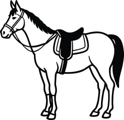 Black stallion vector silhouette illustration for equestrian design