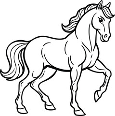 A simple black horse silhouette vector illustration of a running wild stallion with a flowing mane and tail
