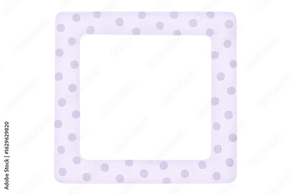 Poster purple polka-dotted square frame showcasing transparent background, adding elegant and playful desig