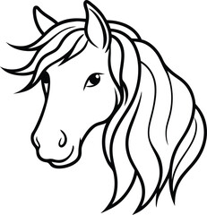 Black stallion head vector silhouette design for a wild horse illustration