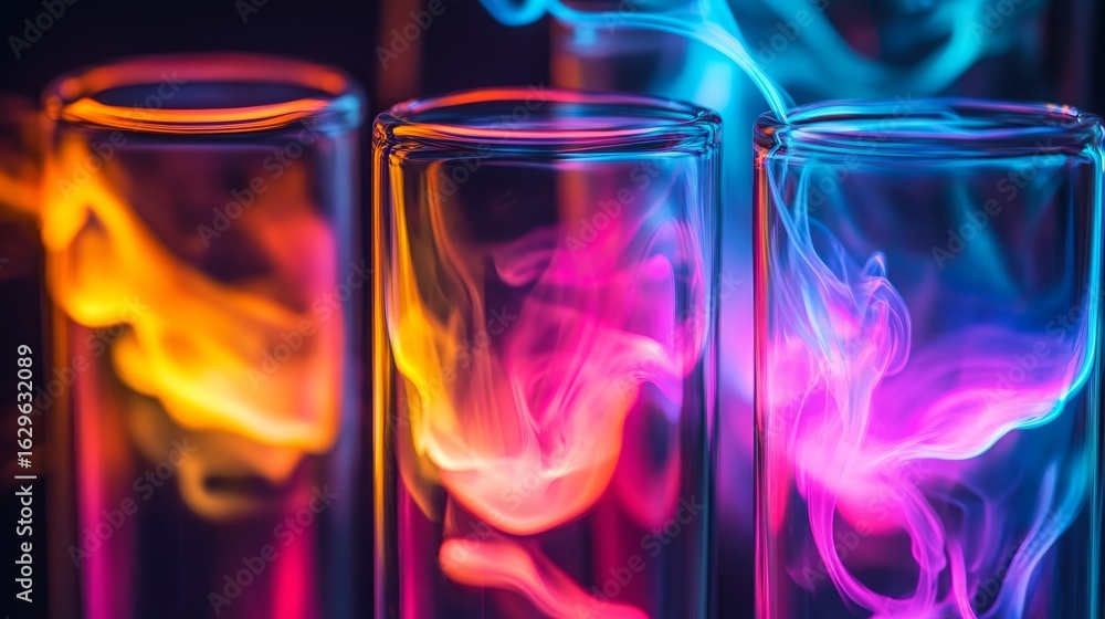 Canvas Prints colorful smoke art in glass tubes creates a vibrant visual display. unique patterns intertwine with 