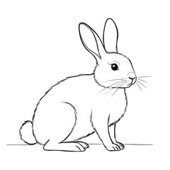 Fototapeta premium Simple linear sketch of a rabbit in a minimalist style, in black and white