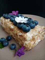 Homemade cake with blueberries.