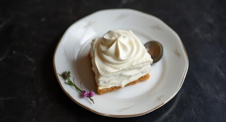 a classic Italian dessert called Tiramisu in a plate with a spoon 