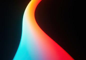 Abstract Neon Gradient Wave on Black Background - Modern Futuristic Design Element