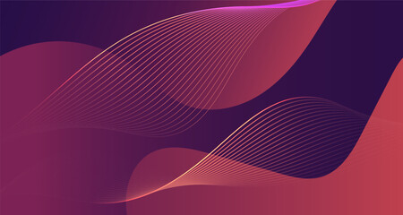 Abstract purple background with glowing curved lines and modern wave design