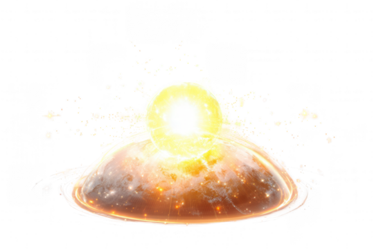 Celestial explosion, a sun-like object impacting a planet
