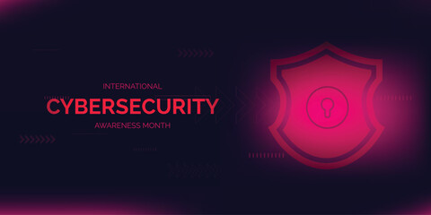 International cyber security awareness month is observed. flat design Cyber security banner Modern gradient color