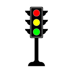 Traffic Light Icon with Red Yellow Green Signals in Flat Vector Style for Road and Safety Design