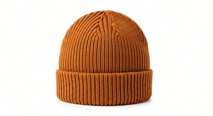 Fototapeta premium Cozy Ribbed Knit Beanie Hat in Warm Brown