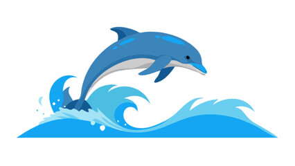 Fototapeta premium Dolphin jumping out of water vector illustration marine animal ocean life aquatic mammal sea creature design