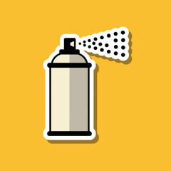Illustration of a spray can emitting a dotted pattern against a yellow background