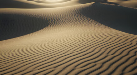 Naklejka premium Golden sand dunes desert landscape dry arid climate scenic nature travel destination adventure background