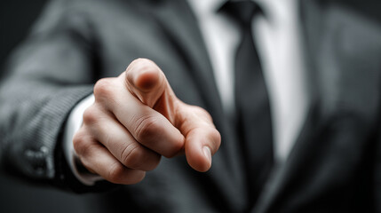 Hand pointing on background symbolizing concepts of business and gesture. Pointing hand, touch, background. 