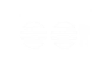 Two identical, white, circular shapes with horizontal ribbed texture